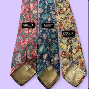 Lot Of 3 Vintage Liberty of London Ties Floral Cotton |Botanical|Made in USA